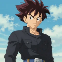 an epic anime of a energy man super sayayin, black jacket, ghibli, unreal 5, octane render, rpg portrait, dynamic lighting, epic, epic anime, 2 d