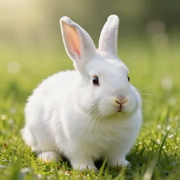 white lionhead dwarf bunny rabbit in grassland, closeup portrait, a sunny day, ray of sunlight, volumetric, depth, of field, hypersharp, hyperdetailed, by moebius, high detail, elegant, digital painting, cinematic lighting, vibrant, intricate, textured skin, highly detailed, artstation, sharp, focus, hdr, unreal engine 5, breathtaking, illustration, anna dittmann, ilya kuvshinov, nikolay makovsky