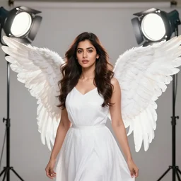 photo still of avan jogia as an angel, 8 k, studio lighting bright ambient lighting key light, 8 5 mm f 1. 8