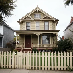 a victorian house with a picket fence