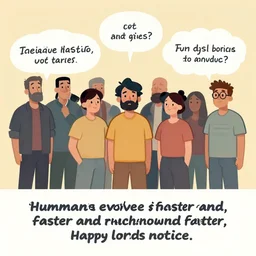 humans evolve faster and faster and faster, our happy lords notice