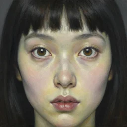Her eyes wide by Zdzisław Beksiński, oil on canvas