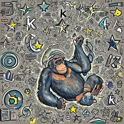a blue chimp is lying on his back, looking at the stars, 4 k, photo, beautiful, trending on artstation