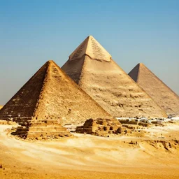 “pyramids of Egypt, colored album art, in the style of James Jean”