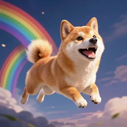 shiba dog flying and laughing rainbow fortnite portrait