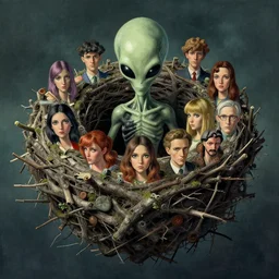 alien nest by _ beeple, artgerm, _ aaron _ horkey _ amanda _ sage _ bauhaus _ anton _ pieck _ bernie _ wrightson _ barclay _ shaw _ frank _ stella _ anne _ stokes _ alena _ aenami _ angus _ mckie, alex grey, akira toriyama, arthur adams, hp lovecraft, andre masson, brian despain. surreal, artstation, design 4 k, native, hd,