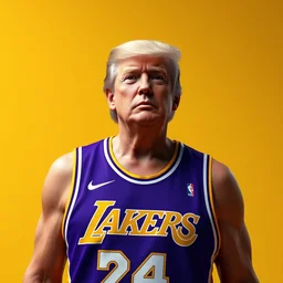 donald trump in a los angeles lakers uniform, digital art, trending on artstation, ray tracing, octane render