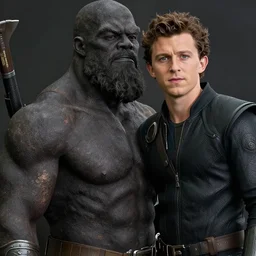 photo of tom holland with the body of the rock, hyper detailed, 8 k, ultra hd.