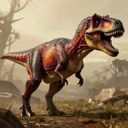 a beautiful perfect dinosaur in red dead redemption 2, ultra detailed, intricate details, jurassic world fallen kingdom, 4 k
