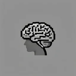 minimalist logo icon for a wandering mind, one person, brain filter pixelated, analogue soundscape, retro psychology, victo ngai, kilian eng, lois van baarle, behance