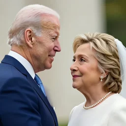 up close of joe biden and hillary clinton getting married