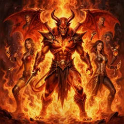 high intricate fiery 3 d painting!!! of diablo!!!!! surrounded by fire!!!, ( ( alejandro mirabal ) ), ( ( cory loftis ) ), patryk stefaniak, rebecca hu!!, ben mauro, logan preshaw!!, trending on artstation