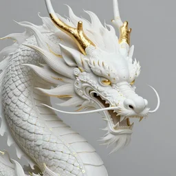amazing exquisite matte painting, close - up portrait of a chinese white dragon, sacred, shimmer, exquisite detail, huge details, gold detailed line work, by xision and yukii morita,, james jean, trending on artstation