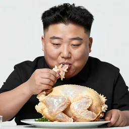 kim jong un eating a raw chicken