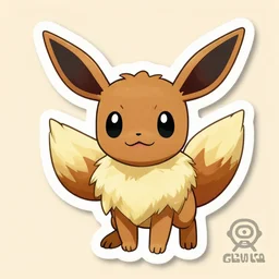 cute miss mascot a ‰ voli a ‰ voli eevee pokemon sticker art, cronobreaker, beeple game icon