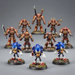 sonic the edgehog Warhammer Fantasy miniature set, studio photo