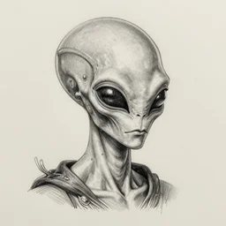 “ pencil drawing of a handsome alien ”