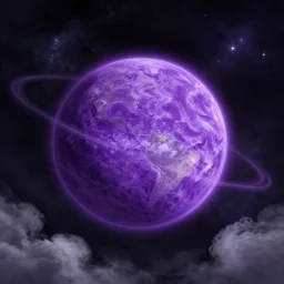 a detailed digital painting of a marble - like planet orbiting a large purple sun in a sea of stars, by alena aenami, petros afshar and greg rutkowski trending on artstation, deviantart, planet, clouds, earth, exoplanet, stars, nubulae hubble
