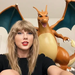 selfie of taylor swift with dragonite