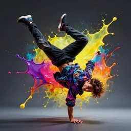 break dancing splash art graphic design color splash high contrasting art, fantasy, highly detailed, art by greg rutkowski