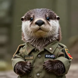 anthropomorphic otter in military uniform