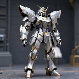 donkey head, full body inspired gundam mecha by mamoru nagano, gundam, five star stories, mortar headds, full body armor, heavy armor, lamellar armor, delicate decoration, unreal engine, octane render, ultra detailed, station background