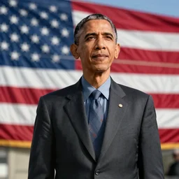 a highly detailed photograph of barak obama as master chief, standing in front of a massive american flag, photorealistic, wallpaper, lifelike, highly detailed, movie scene, promotional poster, unreal engine