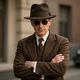 Portrait of a 1930’s Pulp Noir Detective in the style of Phil Noto