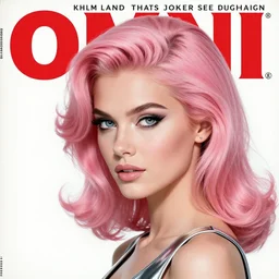 1979 OMNI Magazine Cover of Chrome woman with Pink hair and a leather jacket. neo-Tokyo streets behind her. in cyberpunk style by Vincent Di Fate