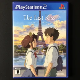 film still Poster of the last kiss in paris, by Dice Tsutsumi, Makoto Shinkai, Studio Ghibli, playstation 2 printed game poster cover, cover art, poster, poster!!!
