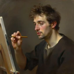 a man painting a portrait of himself by emile friant