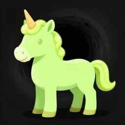 lime green unicorn, eating an ice cream, digital painting, black hole background, 8 k, artstation, highly detailed, realistic, smooth, sharp focus, art by artgem