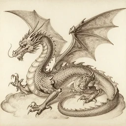 dragon, drawing by Leonardo Da Vinci