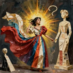 nobody realizes that some people expend tremendous energy merely to be normal. flowing fabric, mexican fashion, gum bichromate photography, pop art surrealism, lowbrow, haute couture, rubberhose animation style, nouveau realisme decollage, paper mache sculpture, contemporary sculpture