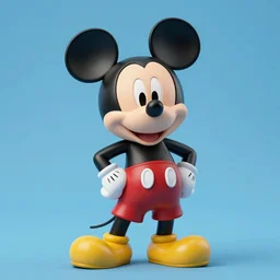 High quality studio photography of Walt Disney sculpting Mickey Mouse. Solid color background. Studio lighting.