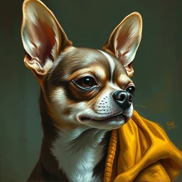 sad sick chihuahua, very sharp, detailed, high quality, by greg rutkowski, artgerm