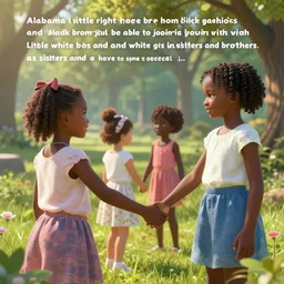 one day right there in alabama little black boys and black girls will be able to join hands with little white boys and white girls as sisters and brothers. ultrafine highly detailed hyper realistic colorful illustration, unreal engine highly rendered, global illumination, radiant light, intricate and detailed environment