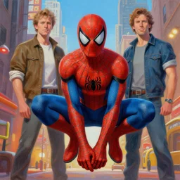 a highly detailed painterly painting of robloxi!!!! peter parker, by james gurney, greg rutkowski, by craig mullins, ( ( ( ( ( spiderman