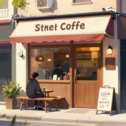 street coffee shop, by loish trending on artstation deviantart