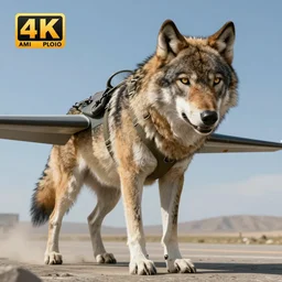 A wolf as a fighter pilot, digital art, 4k