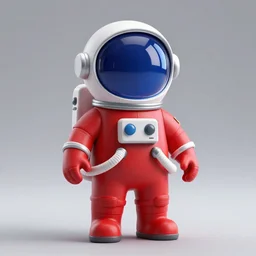 a ( ( red suit ) ) astronaut shaped like a bean with a blue visor 4 k