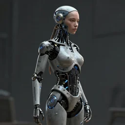 photo of a cybernetic woman, side left view, dramatic lighting, concept art by cedric peyravernay maciej kuciara, medium shot, ground angle, uhd 8 k, shallow depth of field, cgsociety, trending in artstation, neo figurative, unreal engine, physically based rendering