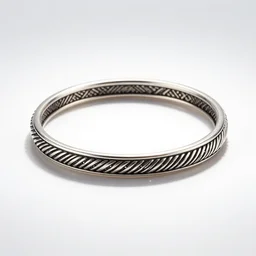 silver bangle bracelet, studio product photography, isolated on a pure white background, centered, entire object in frame, sharp focus, soft studio lighting