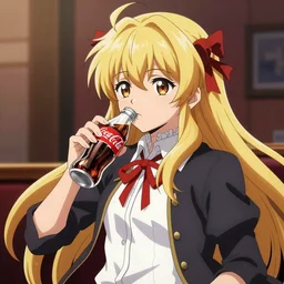 Lambdadelta from Umineko When They Cry drinking Coca-Cola, digital art, 4K