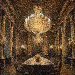 ornate dining hall, secret society, illuminati, chandelier, massive, beautiful, ominous