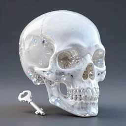white alien shiny crystal skull created by gems, environmental key art, octane render, weta digital, micro details, substance textures, ray trace 8 k, photorealistic, chrome, dslr, unreal