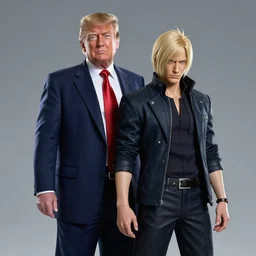 fusion of donald trump and vergil from devil may cry, featured on pixiv, concept art, official art, 2 d game art, anime aesthetic, dynamic pose
