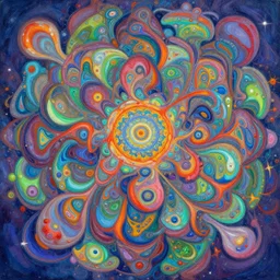 there's something odd about this image but i'm just not quite sure what it is. beautiful psychedelic painting, trending on artstation. no idea what i was on when i made this, but it's the most detailed work i've ever done