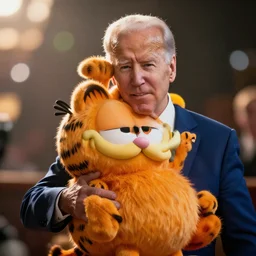 joe biden as garfield movie still, cinematic lighting, ray tracing, octane render, long lens, shallow depth of field, bokeh, anamorphic lens flare, 8 k, hyper detailed, 3 5 mm film grain