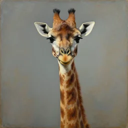 portrait of a proud and fashionable antique giraffe, by alfred pellan, oil on canvas